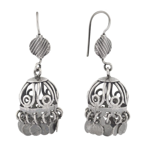 Oxidised Jhumka Silver Drop earrings