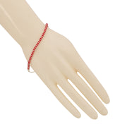 Red beaded adjustable silver bracelet