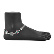 CZ Studded Silver Chain Anklet