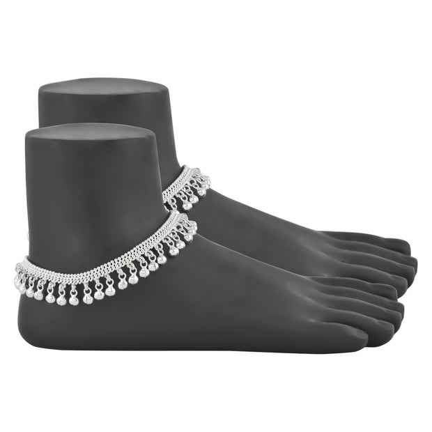 Simple Silver Ghungroo anklet