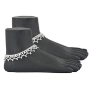 Elegant Detailed Layered Silver Anklet