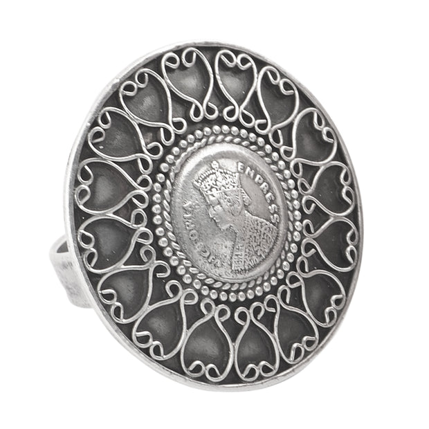Oxidised  Silver Empress Victoria ring
