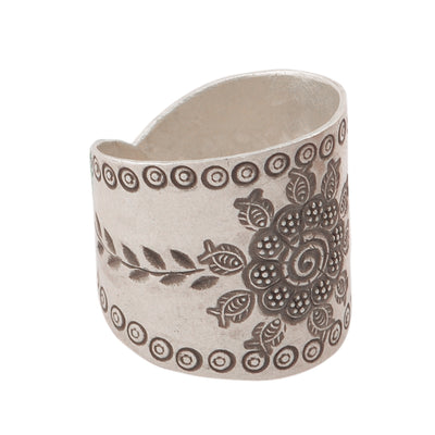 Oxidised Floral openable Cuff Bracelet