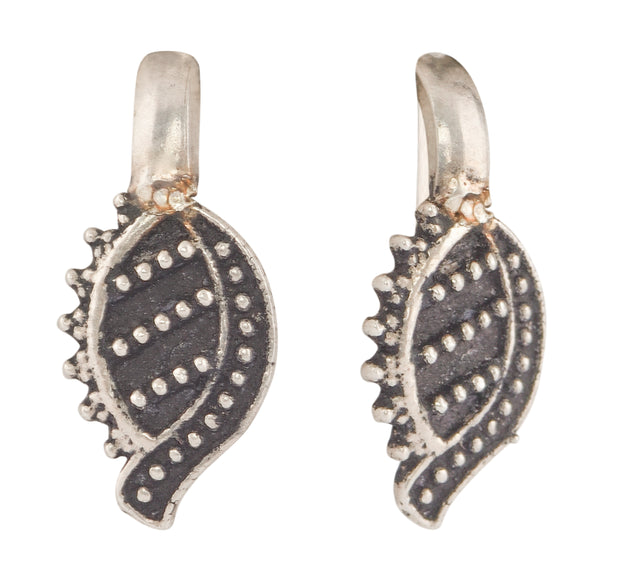 Oxidised Silver textured Leaf earrings
