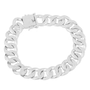 Mens CZ studded chain link silver  bracelet