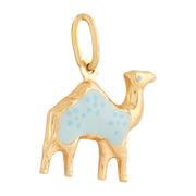 Kids Gold Blue Enamel Camel Pendant