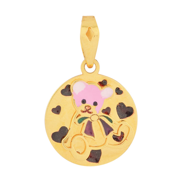 Kids enamel Teddybear gold pendant