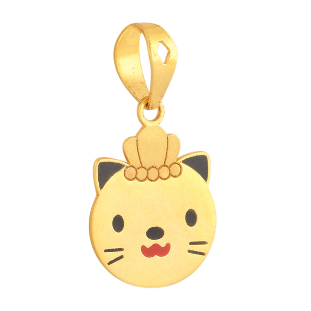 Kids enamel Cat face gold pendant