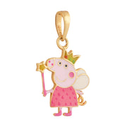 Kids enamel Peppa Pig angel gold pendant