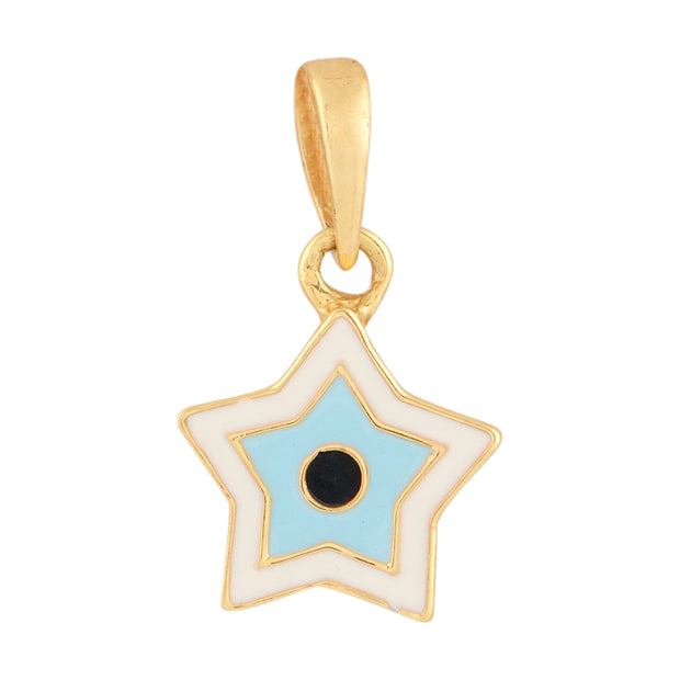 Kids Enamel Star shaped Evil-eye gold pendant