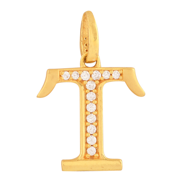 Kids Gold Stone studded 'T' Letter pendant