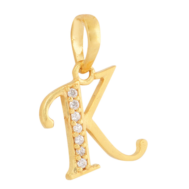 Kids Gold Stone studded 'K' Letter pendant
