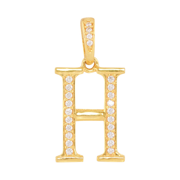 Kids Gold Stone studded 'H' Letter pendant