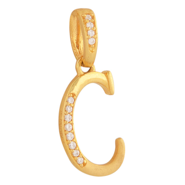 Kids Gold Stone studded 'C' Letter pendant
