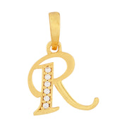 Kids Gold Stone studded 'R' Letter pendant
