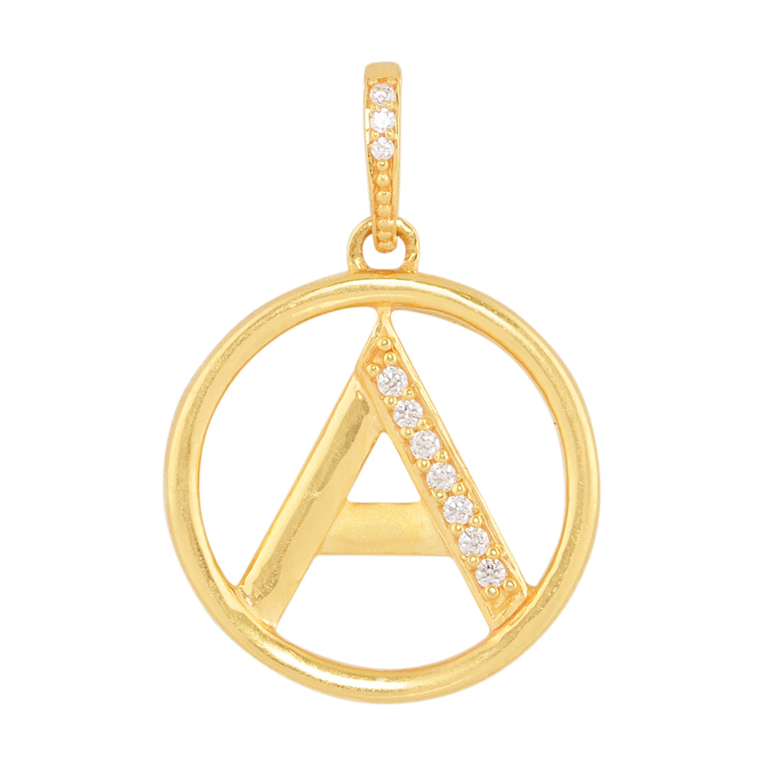 Kids Gold Stone studded 'A' Letter pendant