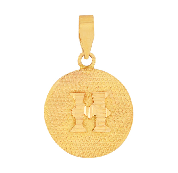 Kids Gold 'H' Letter Coin Pendant