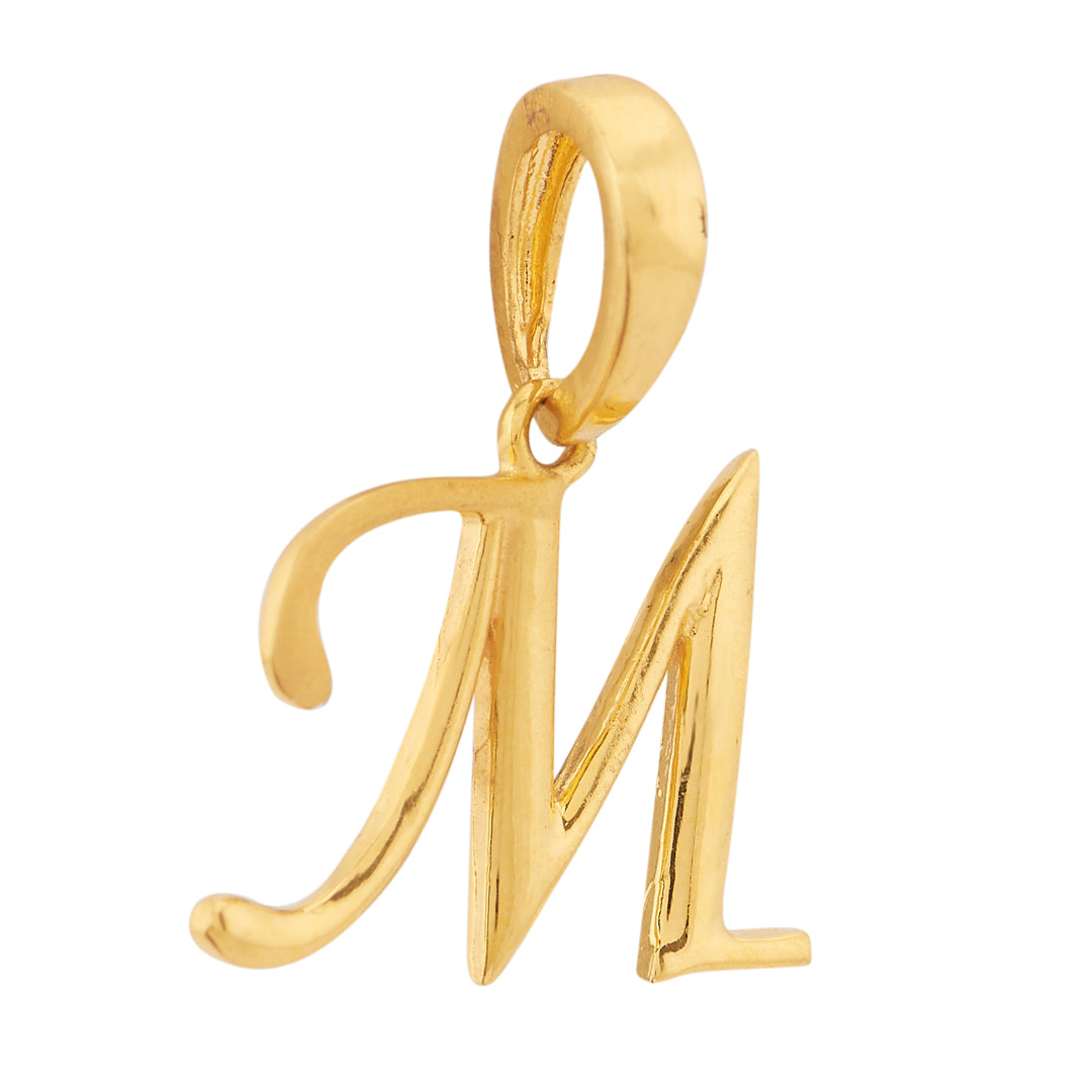 'M' Alphabet Gold Pendant - Main Image
