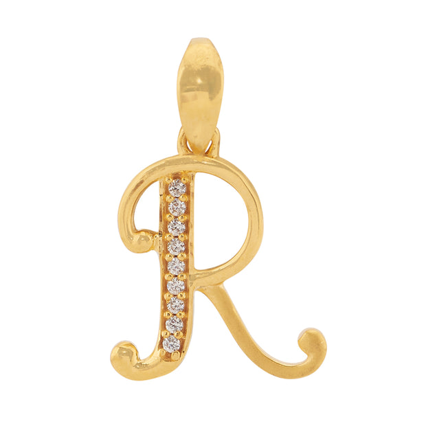 'R' Alphabet Gold Pendant