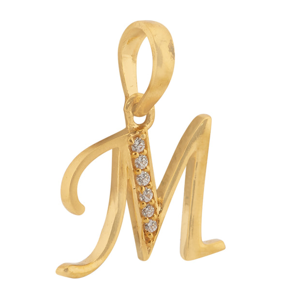 'M' Alphabet Gold Pendant