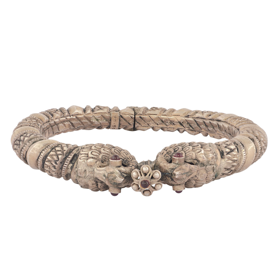 Mens Oxidised Silver Temple Openable Kada – Abaran Timeless