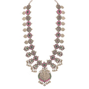 Temple Silver Ruby Lakshmi necklace