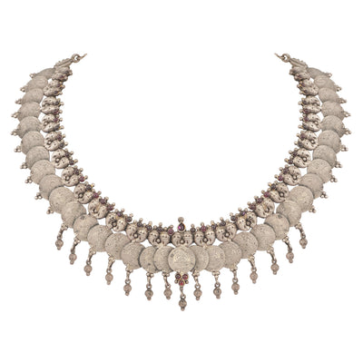 Silver Lakshmi Coin choker necklace