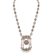 Multicolored stone studded peacock necklace