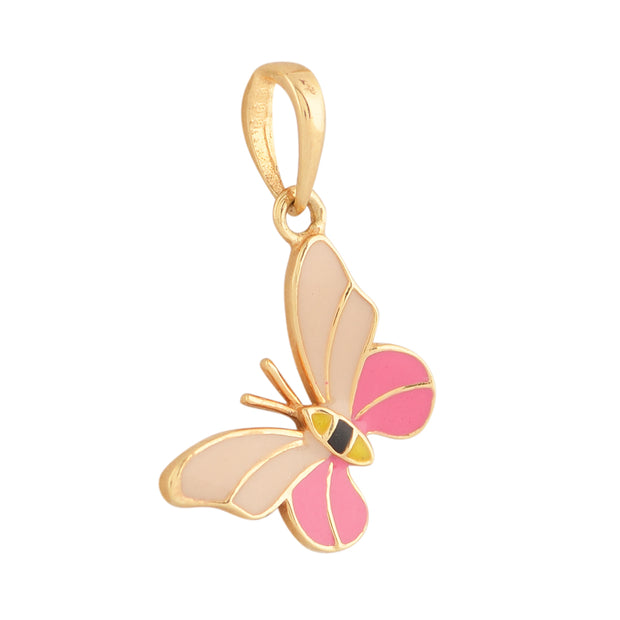 Kids enamel Butterfly gold pendant