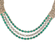 Green and White CZ multilayered necklace