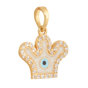 Kids Enamel and stone studded Evil-eye crown gold pendant