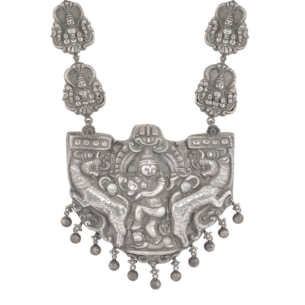 Oxidised Nataraj Lakshmi Temple necklace