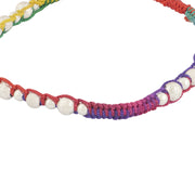 Silver Beaded Colorful Thread Bracelet