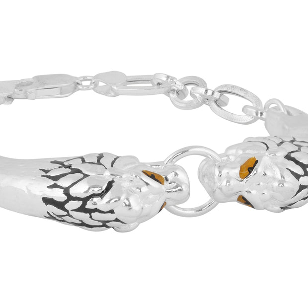 Buy Glistening Lion Head Mens Silver Cuff Bracelets | GRT Jewellers