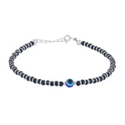 Blue evil-eye black beaded bracelet- Unisex